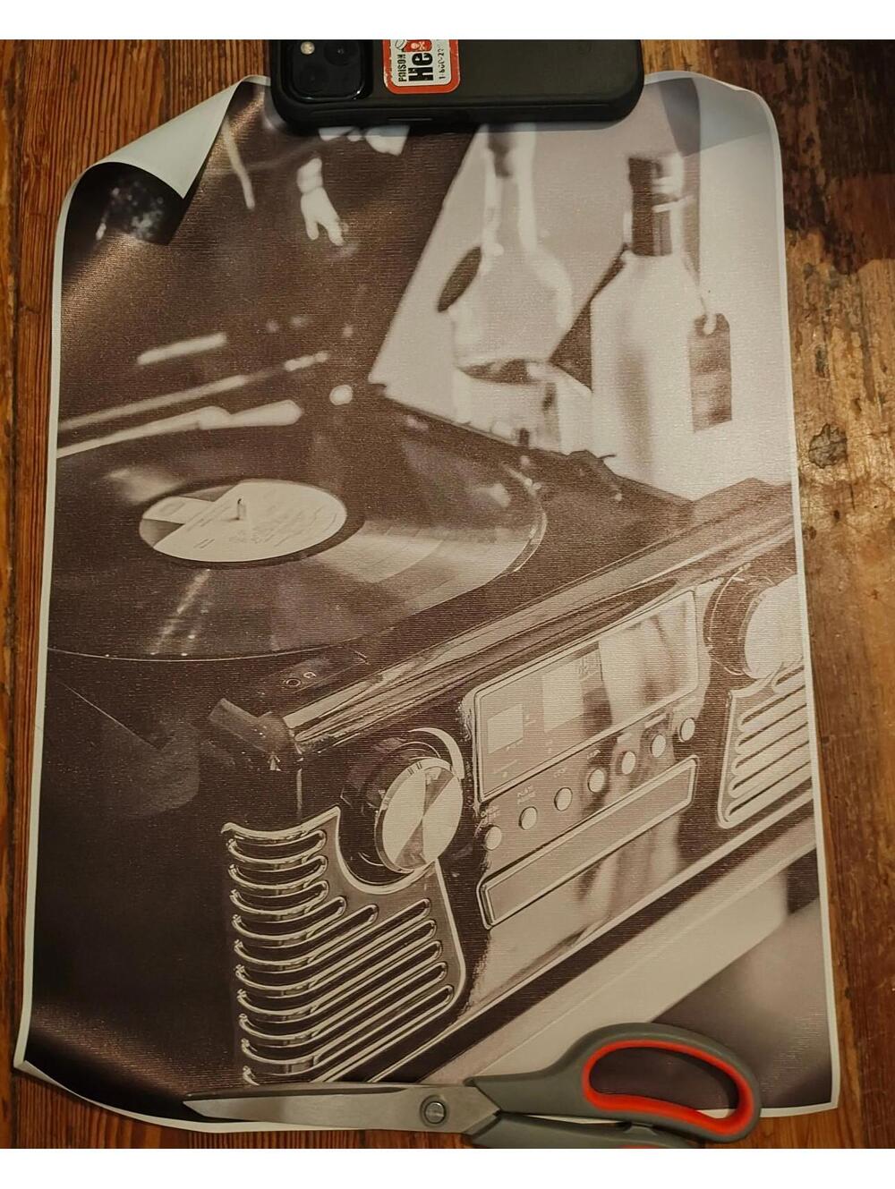Record Player - Black & White Print Art - Unframed Canvas Print - 12x16 - NEW